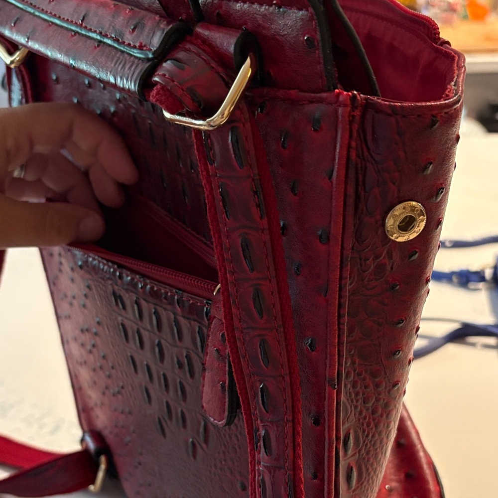 Chic Red Textured Backpack - Picture 6 of 9